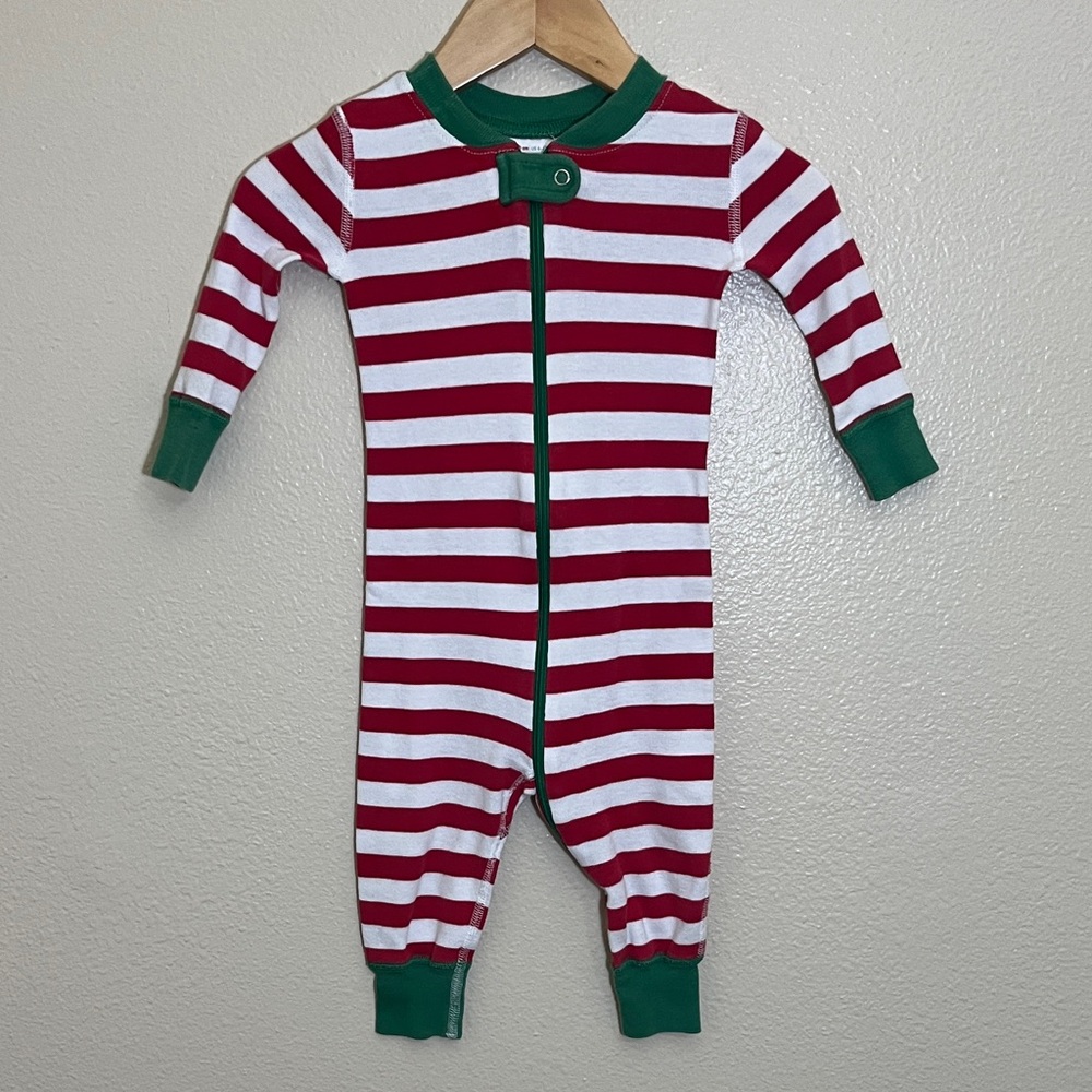 Hanna Andersson Striped Red Green Holiday Organic Cotton One Piece Pajamas